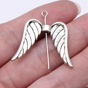 Pendentifs Ailes d'Ange Vintage en Alliage de Zinc Argent Antique Accessoires Bijoux DIY Perles Espacées Texture Plume