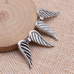Pendentifs ailes d'ange en argent antique avec texture de plumes pour bijoux DIY