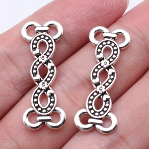Vintage Zinc Alloy Infinity Symbol Jewelry Connector Antique Silver Floral Heart Multi Hole DIY Body Waist Chain Link