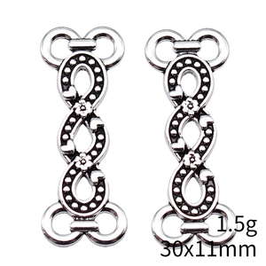 30x11mm antique silver 1.5g DIY connectors for body chain with heart and flower motifs