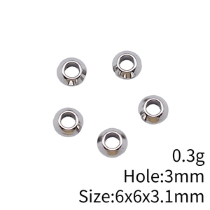 Five pieces of 6x6x3.1mm silver metal spacer beads for DIY jewelry making crafts