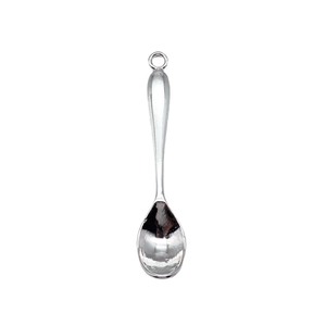Polished silver spoon-shaped metal pendant with ring for DIY jewelry making