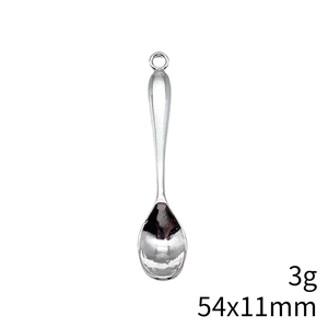 Vintage 54x11mm spoon pendant in silver finish with circular bail for DIY jewelry