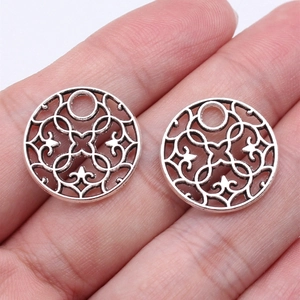 Vintage Alloy Hollow Geometric Flower Disc Pendant Mandala Star Round Charms For DIY Earrings Necklace Jewelry Making Accessory