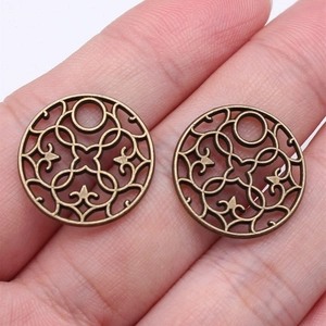 20x20mm vintage zinc alloy floral hollow round charm for DIY jewelry pendant making