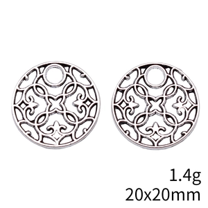 Pair of 20x20mm geometric flower pattern charms in hollow zinc alloy for DIY jewelry