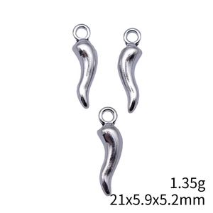 Three antique silver cornicello pepper pendants in zinc alloy for DIY jewelry making