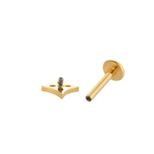 F136 Titanium gold star labret stud with internal thread for cartilage piercing