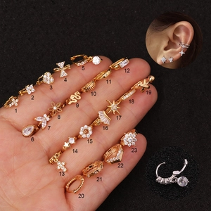 Variety set of 23 micro-pave zircon ear cuffs and hoop earrings in gold and silver
