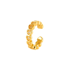 Ear cuff a U vintage dorata con motivi a cuore e pietre di zircone scintillanti