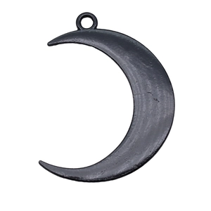 Matte black gothic crescent moon metal pendant with top hanging loop for DIY jewelry making