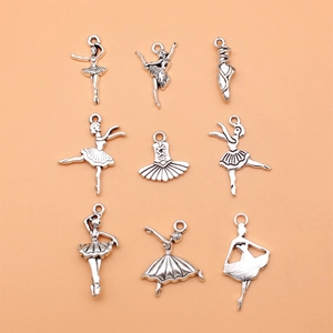 Antique Silver Alloy Ballet Dancer Pendants For DIY Jewelry Making Ballet Shoes And Tutu Charms For Necklace Bracelet