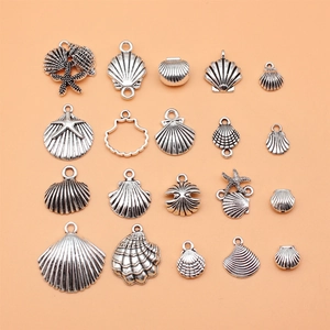 Antique Silver Alloy Marine Theme Pendant Assortment Seashell Starfish Conch Charms For DIY Jewelry Making Necklace Accessories
