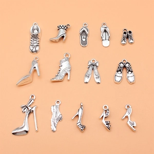 Antique Silver Alloy Vintage Shoe Charms Sneakers High Heels And Boots DIY Jewelry Making Pendants Necklace Bracelet Accessories