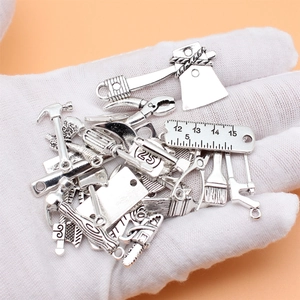 25-piece vintage silver alloy mini tool charms set for DIY jewelry making and keychains