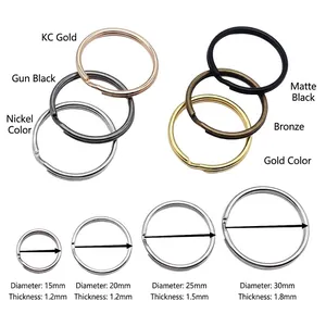 Polished metal key rings in six colors and four sizes for DIY craft jewelry making