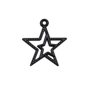 Black electrophoretic double star hollow pendant charm for DIY jewelry making 23x20mm