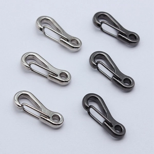 Silver and gunmetal S-shaped spring snap hooks for DIY keychains and accessories