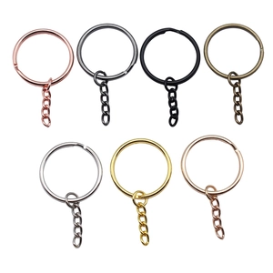 Set of metal split key rings with 4-link chains in seven diverse metallic finishes