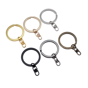 Anneaux porte-clés plats et fermoirs pivotants en fer en six couleurs métalliques