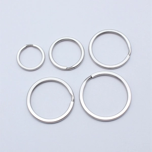 Flat stainless steel split key rings in five different sizes for DIY jewelry making