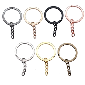 DIY metal keychain ring with 4-link chain in 7 different polished metallic plating colors