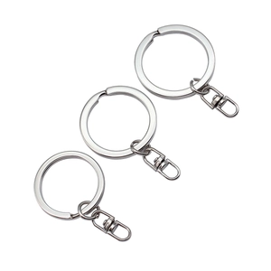 Lot de porte-clés en fer argenté avec fermoirs pivotants plats à 360 degrés pour bijoux