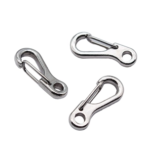 Polished silver S-shape spring carabiners and metal hooks for DIY keychains and accessories