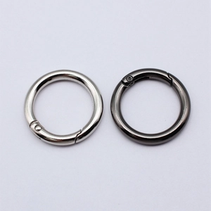 Polished silver and gunmetal round spring ring buckles for DIY keychains and bags