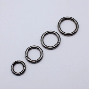Gunmetal round spring o-rings in four sizes for DIY jewelry and bag hardware