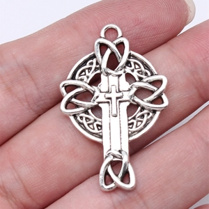 Ciondolo a croce con nodo celtico vintage in lega d'argento per accessori per gioielli