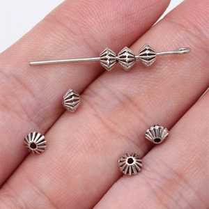 Vintage Zinc Alloy Etched Conical Spacer Beads Double Sided Engraved Small Hole Beads For Jewelry Making DIY Findings Accessories