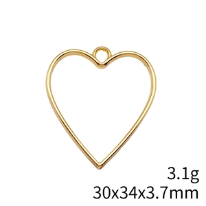 Goldener 30x34mm Herzanhänger-Rahmen mit polierter Oberfläche für Schmuckdesign