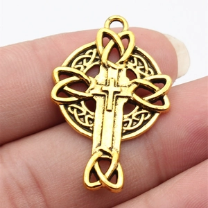 Ciondolo a croce con nodo celtico oro vintage per accessori per gioielli fai da te