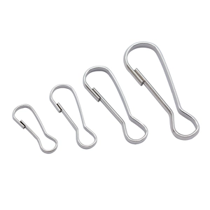 Set of four silver metal spring snap hooks in various sizes for jewelry and bag accessories