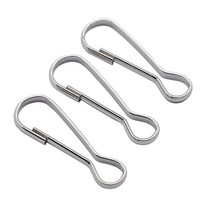 Three silver-colored metal spring snap hooks for DIY jewelry and keychain accessories