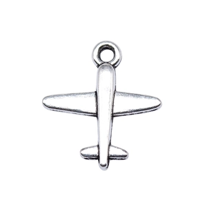 Colgante de avión de plata antigua de aleación para creación de joyas DIY y artesanía