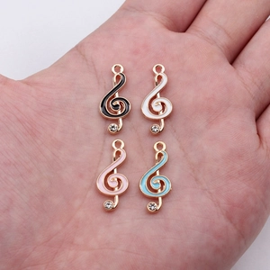 Lega Nota Musicale Chiave di Violino Ciondoli Con Strass Smalto a Goccia Ciondoli per DIY Collana Bracciale Gioielli