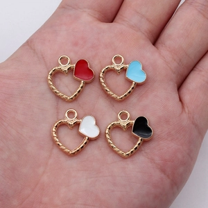 Alloy Enamel Heart Shape Hollow Out Pendants DIY Jewelry Making Findings Accessories For Earrings Necklace Women Jewelry