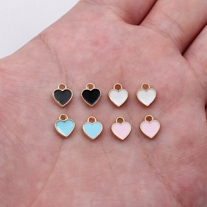 Mini Heart Enamel Alloy Pendants Small Love Heart Charms For DIY Bracelet Necklace Earring Jewelry Making Accessories