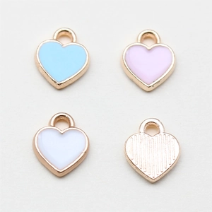 Mini heart alloy charms in colorful enamel and gold finish for DIY jewelry crafts