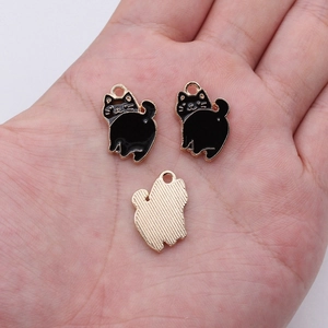 Cute Enamel Cartoon Cat Alloy Pendant For DIY Jewelry Making Necklace Bracelet Accessory Handmade Crafting Supplies