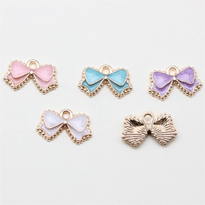 DIY 10x16mm colorful bow knot enamel pendants in gold finish for jewelry making
