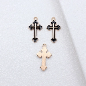 25x14mm Gothic black and gold cross pendants for jewelry making necklaces and earrings