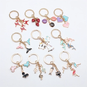 Creative Enamel Cartoon Animal Heart Mermaid Keychain Alloy Drip Oil Pendant Keyring Bag Charm For Women Girls Accessory Gift