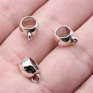 Vintage Alloy Cup Shaped Bead Bail Pendants DIY Jewelry Making Connectors For Necklace Bracelet Handmade Accessories Antique Silver