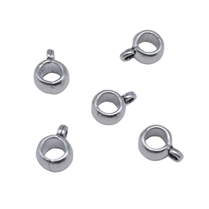 Polished silver metal pendant connectors with large holes for DIY necklace jewelry making