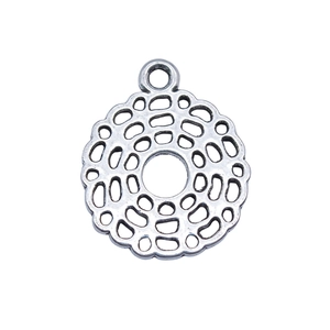 Antique silver 7 chakra pendant charm with hollow geometric pattern for DIY jewelry making