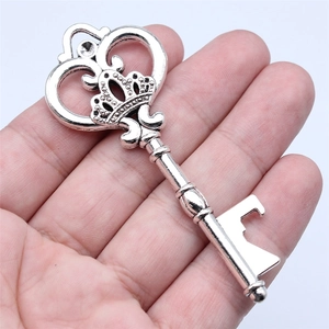 Antiek zilveren kroon sleutel flesopener hanger van zwaar metaal voor DIY sieraden