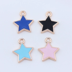 Star-shaped enamel alloy pendants in multiple colors for DIY jewelry making